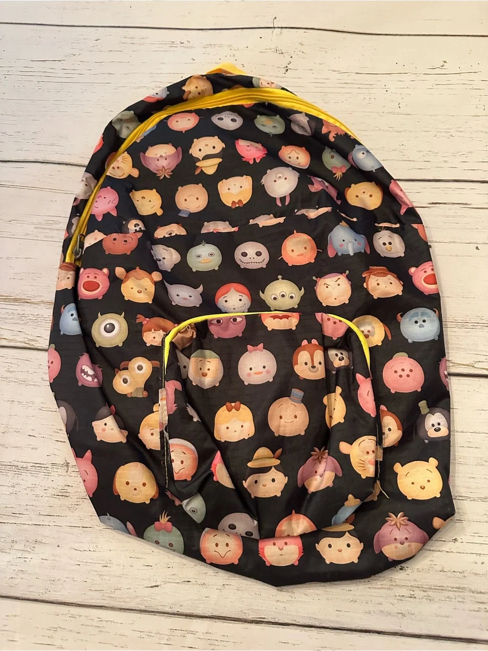 Disney Kids Black Backpack with Multicolor Character Tsum Tsum Faces